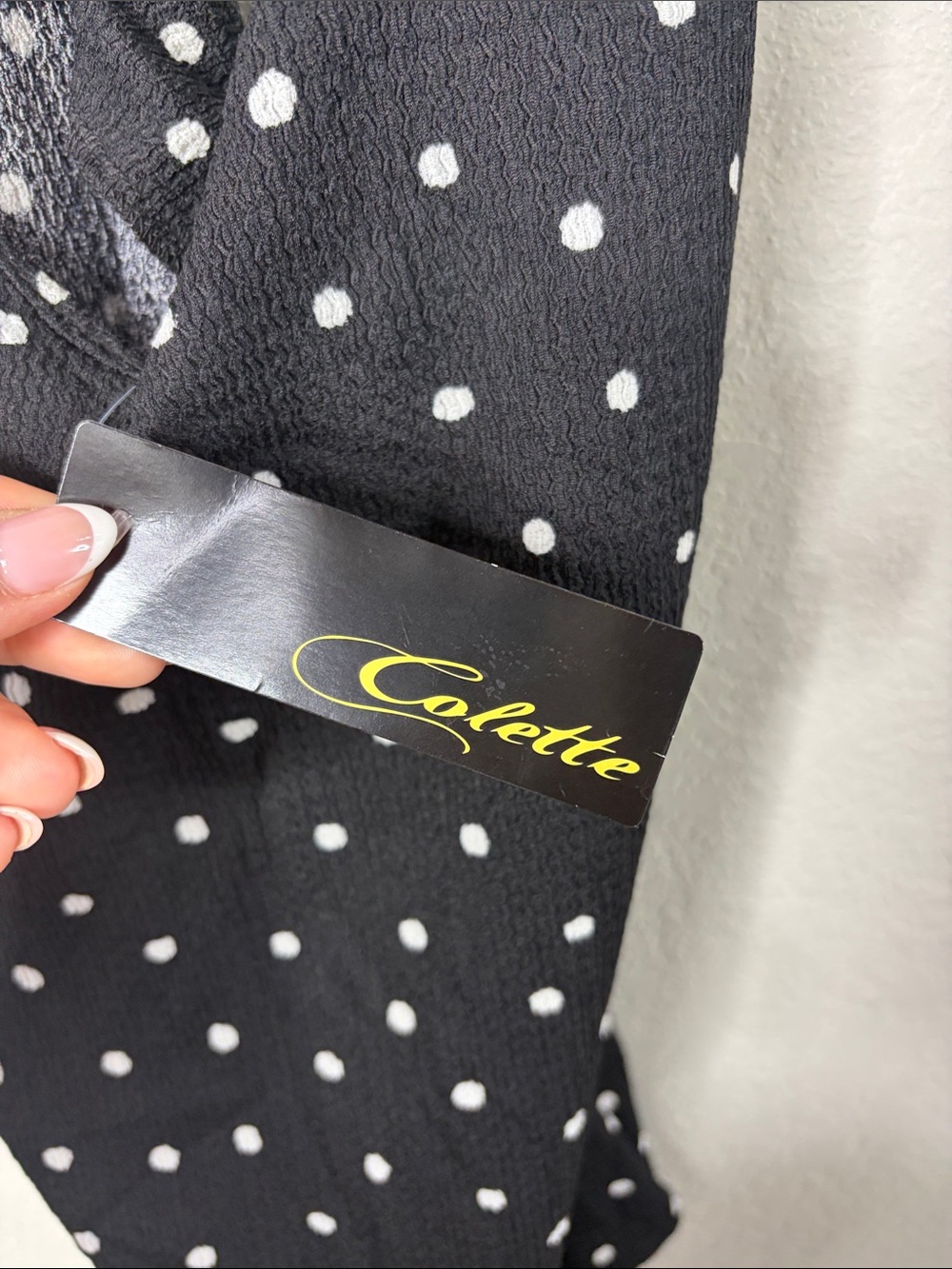 Colette Malouf Black and White Polka Dot Sleeveless Blouse - Picture 3 of 4